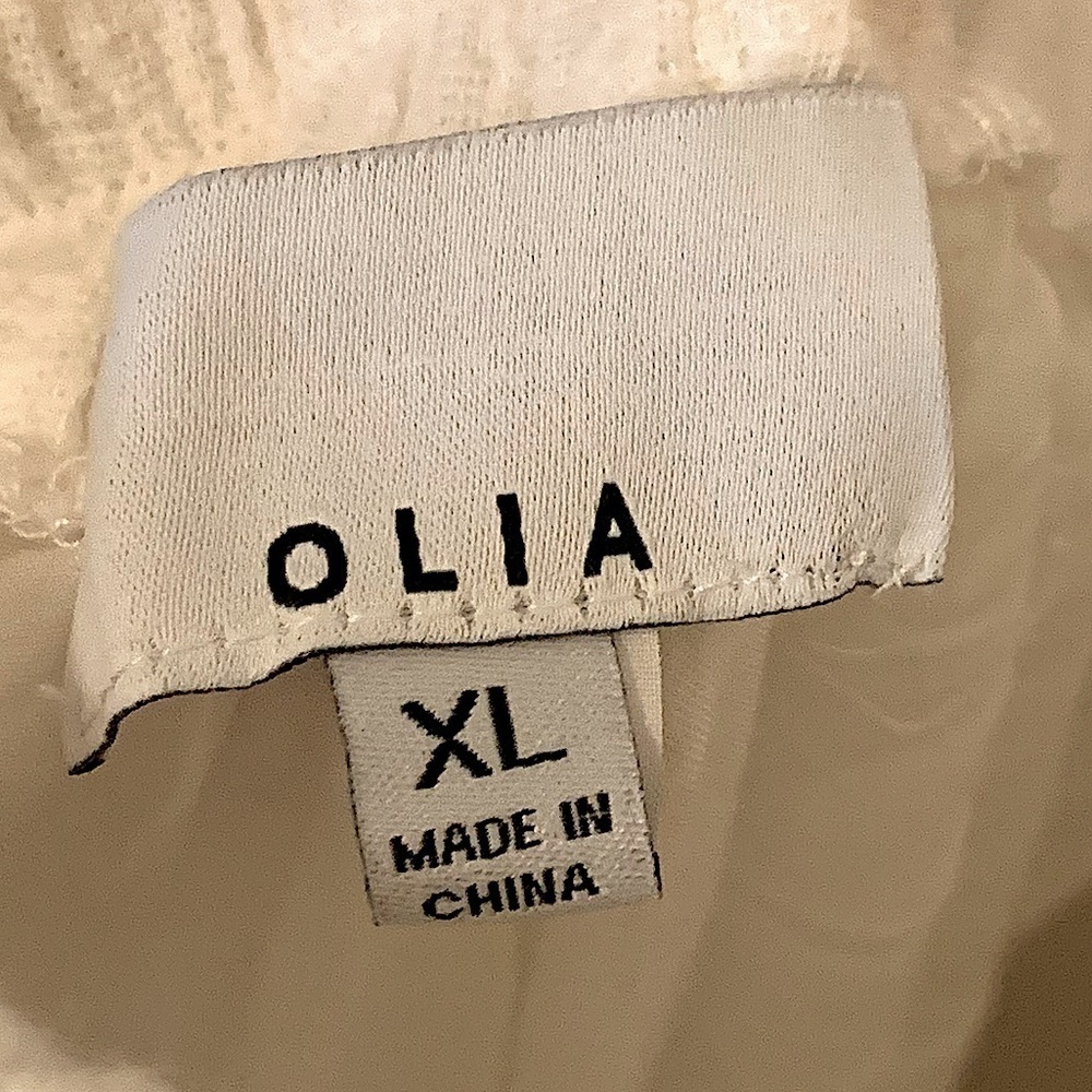 OLIA Ivory Cotton Gauze Backless Dress Size XL - Picture 5 of 14
